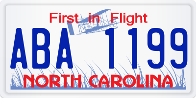 NC license plate ABA1199