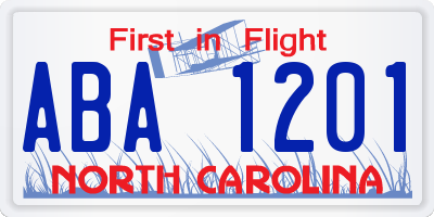 NC license plate ABA1201