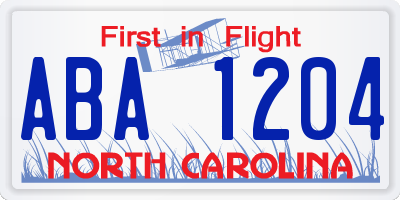 NC license plate ABA1204