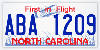 NC license plate ABA1209
