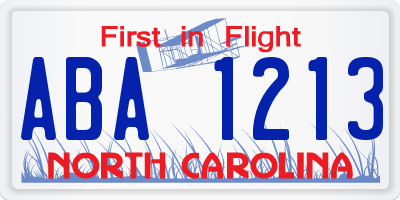 NC license plate ABA1213