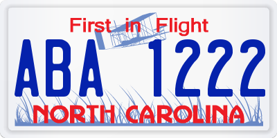 NC license plate ABA1222