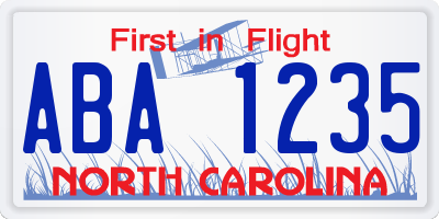 NC license plate ABA1235