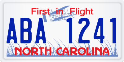 NC license plate ABA1241