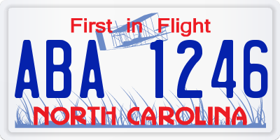 NC license plate ABA1246