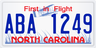 NC license plate ABA1249
