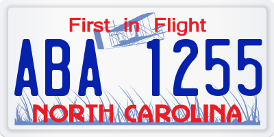 NC license plate ABA1255