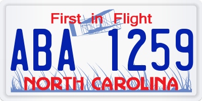 NC license plate ABA1259
