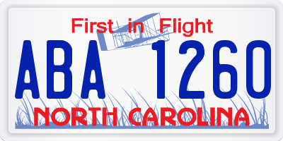 NC license plate ABA1260
