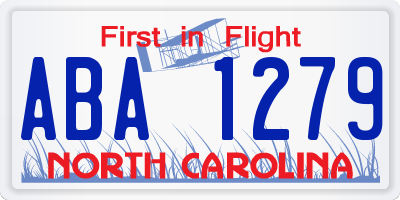NC license plate ABA1279