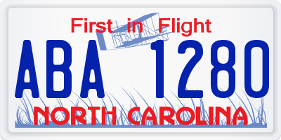 NC license plate ABA1280