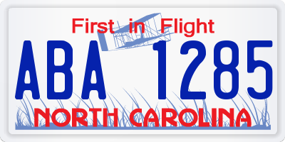 NC license plate ABA1285