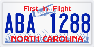 NC license plate ABA1288