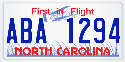 NC license plate ABA1294
