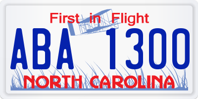 NC license plate ABA1300