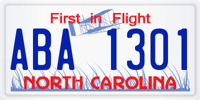NC license plate ABA1301