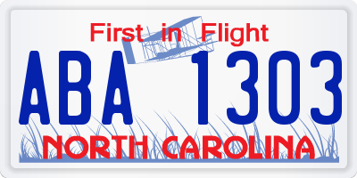 NC license plate ABA1303