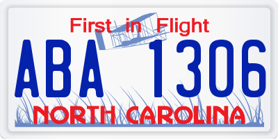 NC license plate ABA1306