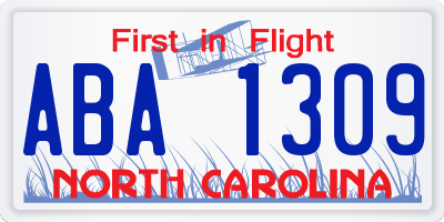NC license plate ABA1309