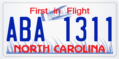 NC license plate ABA1311