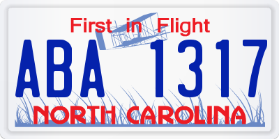 NC license plate ABA1317