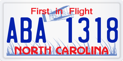 NC license plate ABA1318