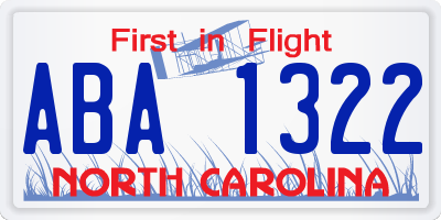 NC license plate ABA1322