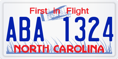 NC license plate ABA1324