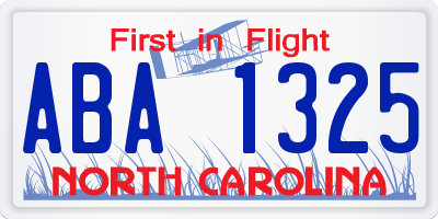 NC license plate ABA1325