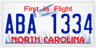 NC license plate ABA1334