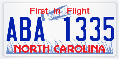 NC license plate ABA1335