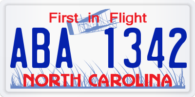 NC license plate ABA1342