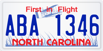 NC license plate ABA1346