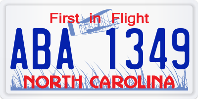 NC license plate ABA1349
