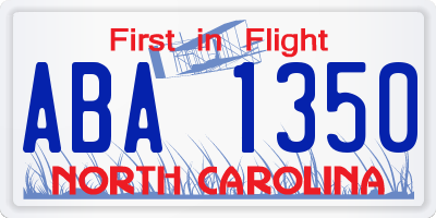 NC license plate ABA1350