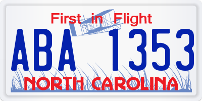 NC license plate ABA1353