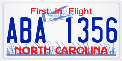 NC license plate ABA1356