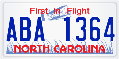 NC license plate ABA1364