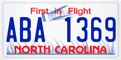NC license plate ABA1369