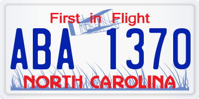 NC license plate ABA1370