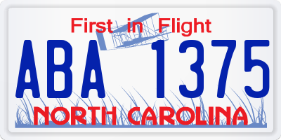 NC license plate ABA1375