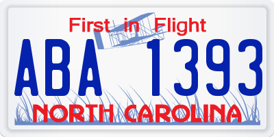 NC license plate ABA1393