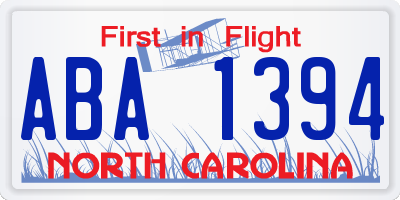 NC license plate ABA1394