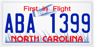 NC license plate ABA1399
