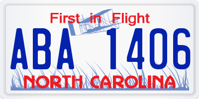 NC license plate ABA1406