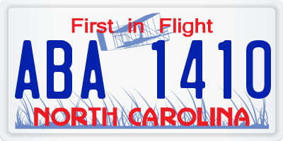 NC license plate ABA1410