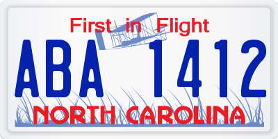 NC license plate ABA1412