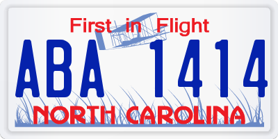 NC license plate ABA1414