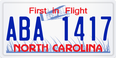 NC license plate ABA1417