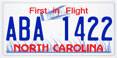 NC license plate ABA1422